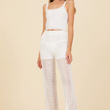 White Knit Wide Leg Pant