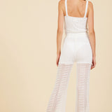 White Knit Wide Leg Pant