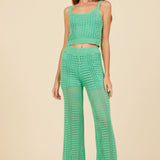 Summer Green Knit Wide Leg Pant