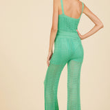 Summer Green Knit Wide Leg Pant