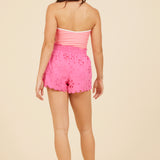 Hot Pink Floral Eyelet Shorts