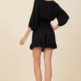 Black Beaded Star Tie Front Top
