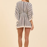 Miami Stripe V-Neck Crochet Cover Up