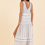 Geometric Lurex Stripe Coverup Maxi Dress