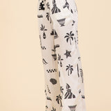Beach Vibe Printed Satin Wide Leg Pant