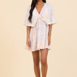 Vacay Postcard Printed Crinkle Mini Dress