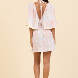 Vacay Postcard Printed Crinkle Mini Dress