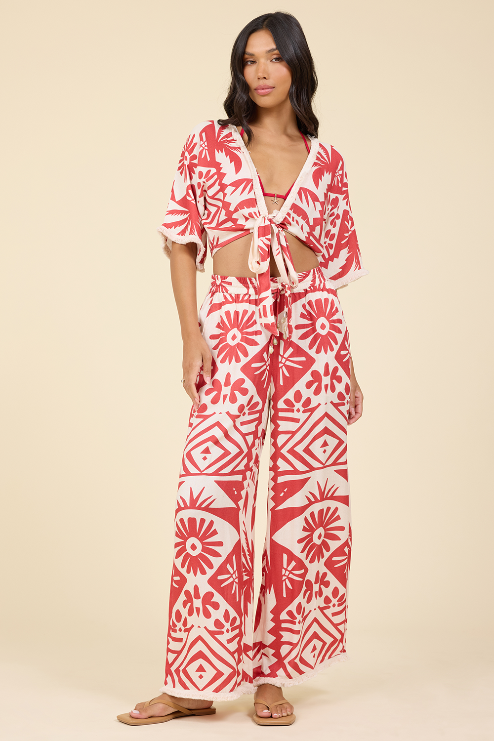 Printed Wide Leg Pants