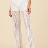 White Knit Wide Leg Pant