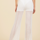 White Knit Wide Leg Pant
