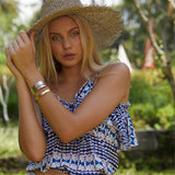 Glamour Stripe Cold Shoulder Top