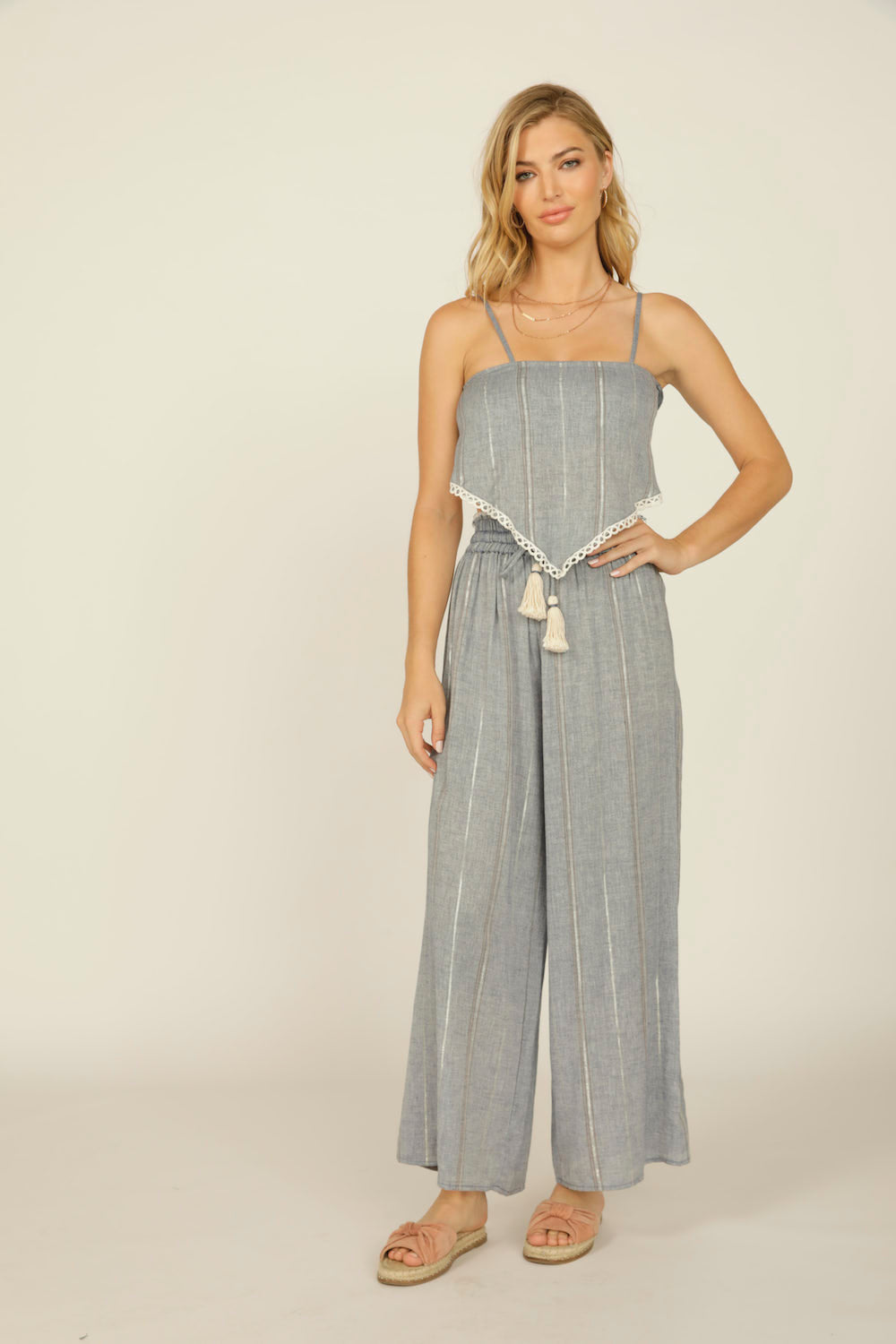 Denim/Gold Stripe Handkerchief Top