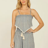 Denim/Gold Stripe Handkerchief Top