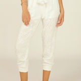 White Paisley Embroidery Pant