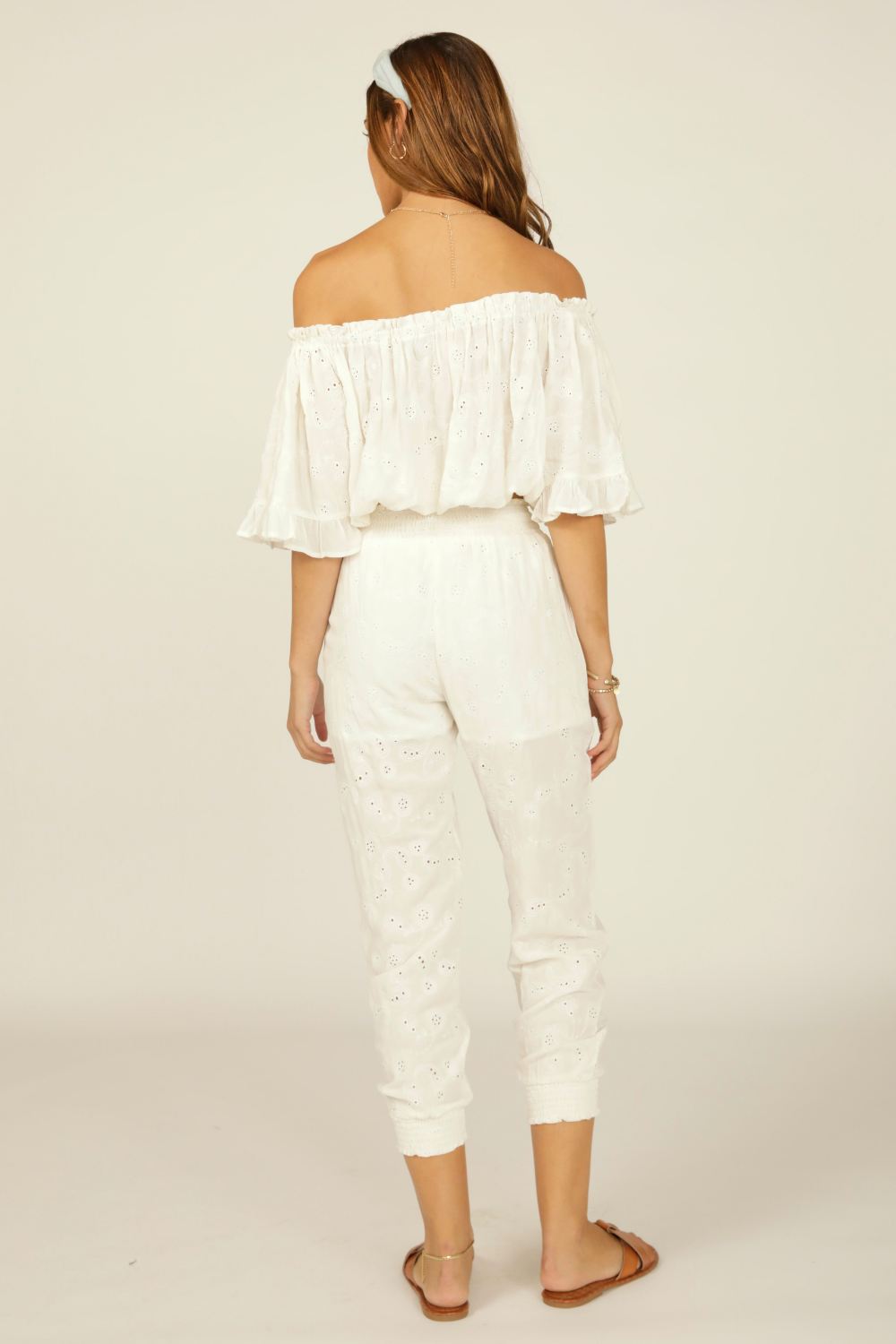 White Paisley Embroidery Pant