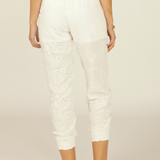 White Paisley Embroidery Pant