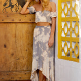 Cloudy Tie-Dye Ruffle Off Shoulder Top
