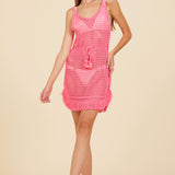 Hot Pink Crochet Fringe Dress