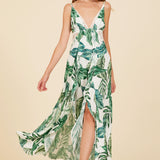 Rainforest Leaf Print Maxi Dress