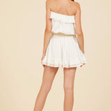 White W/ Natural Gauze Tube Dress w/ Embroidery