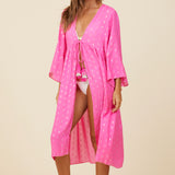 Hot Pink Clipped Metallic Kimono