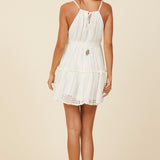 White Vertical Stripe Crochet Dress