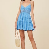 Orchid Blue Eyelet Tank Tiered Dress