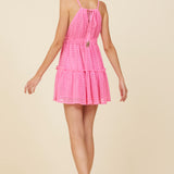 Hot Pink Vertical Stripe Crochet Dress