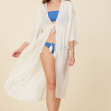 White Clipped Metallic Kimono