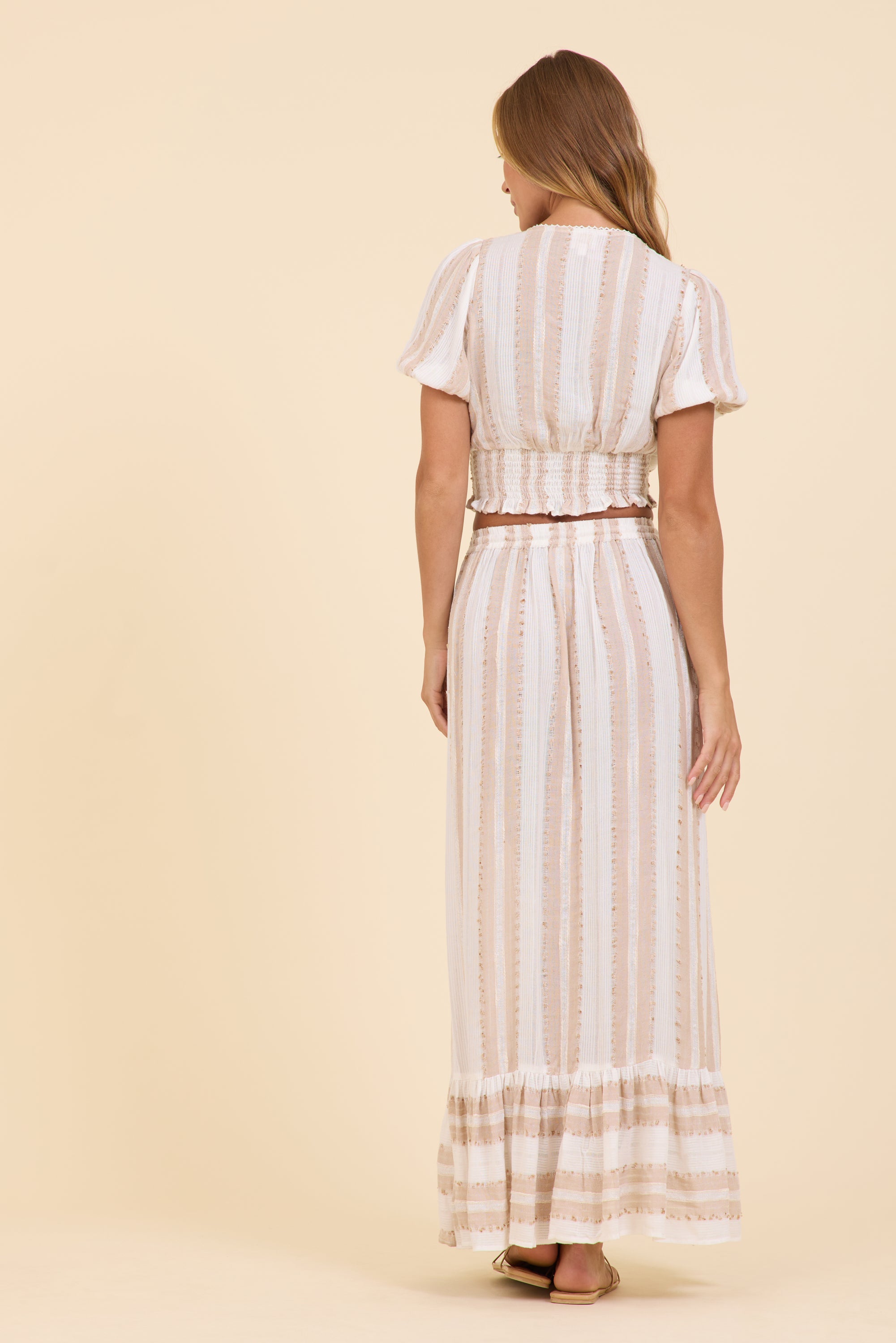 Natural Stripe Lurex Crop Top