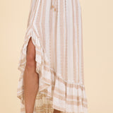 Natural Stripe Lurex Maxi Skirt