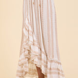 Natural Stripe Lurex Maxi Skirt