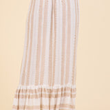 Natural Stripe Lurex Maxi Skirt