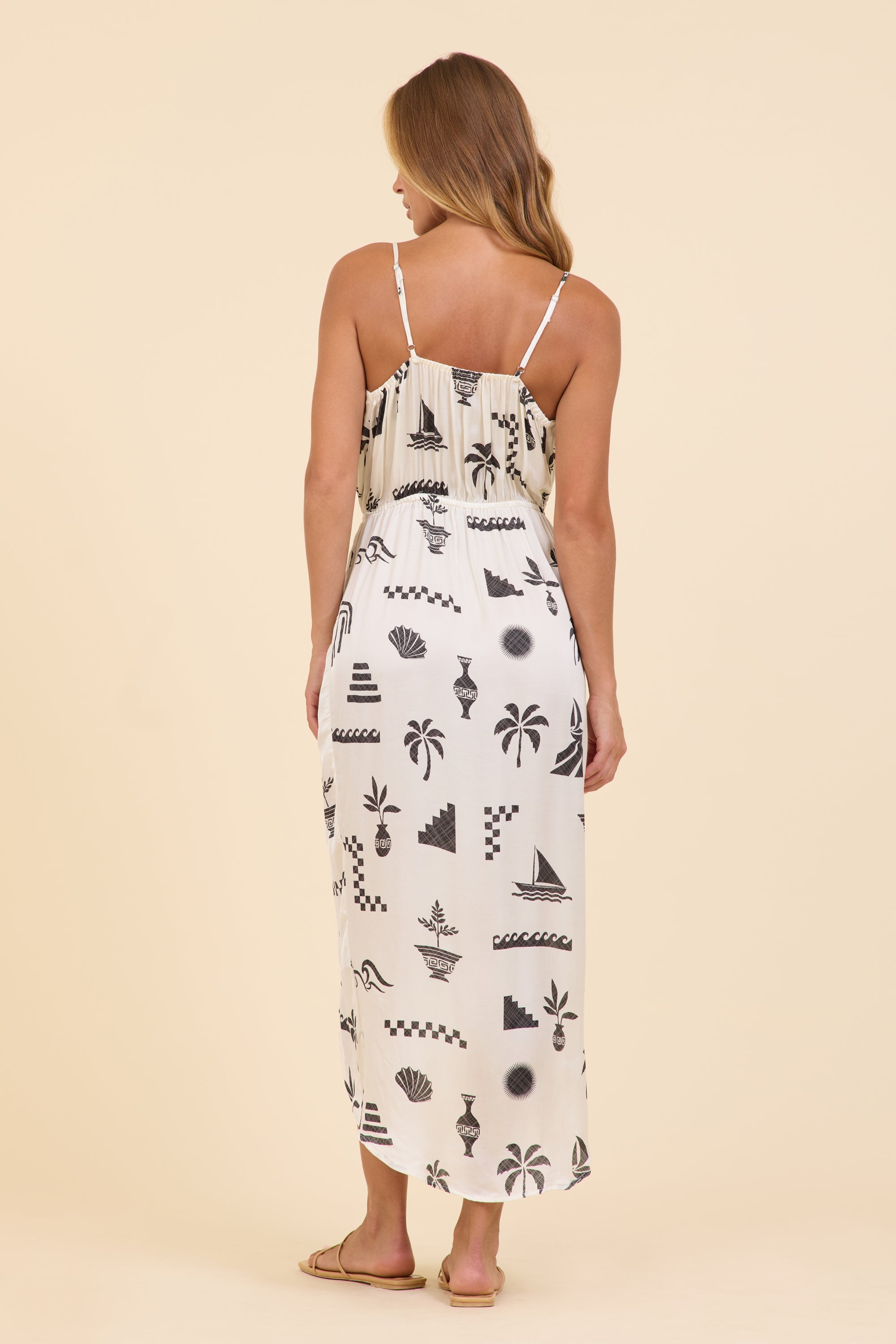 Beach Vibe Printed Satin Maxi Dress