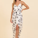 Beach Vibe Printed Satin Maxi Dress