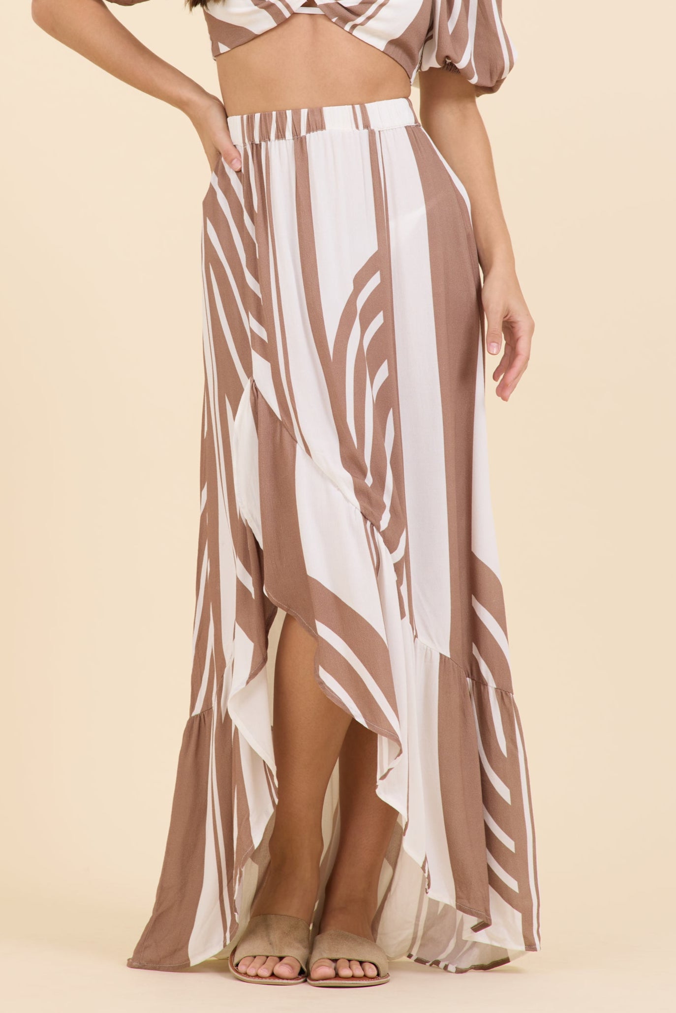 Neutral Abstract Stripe Skirt