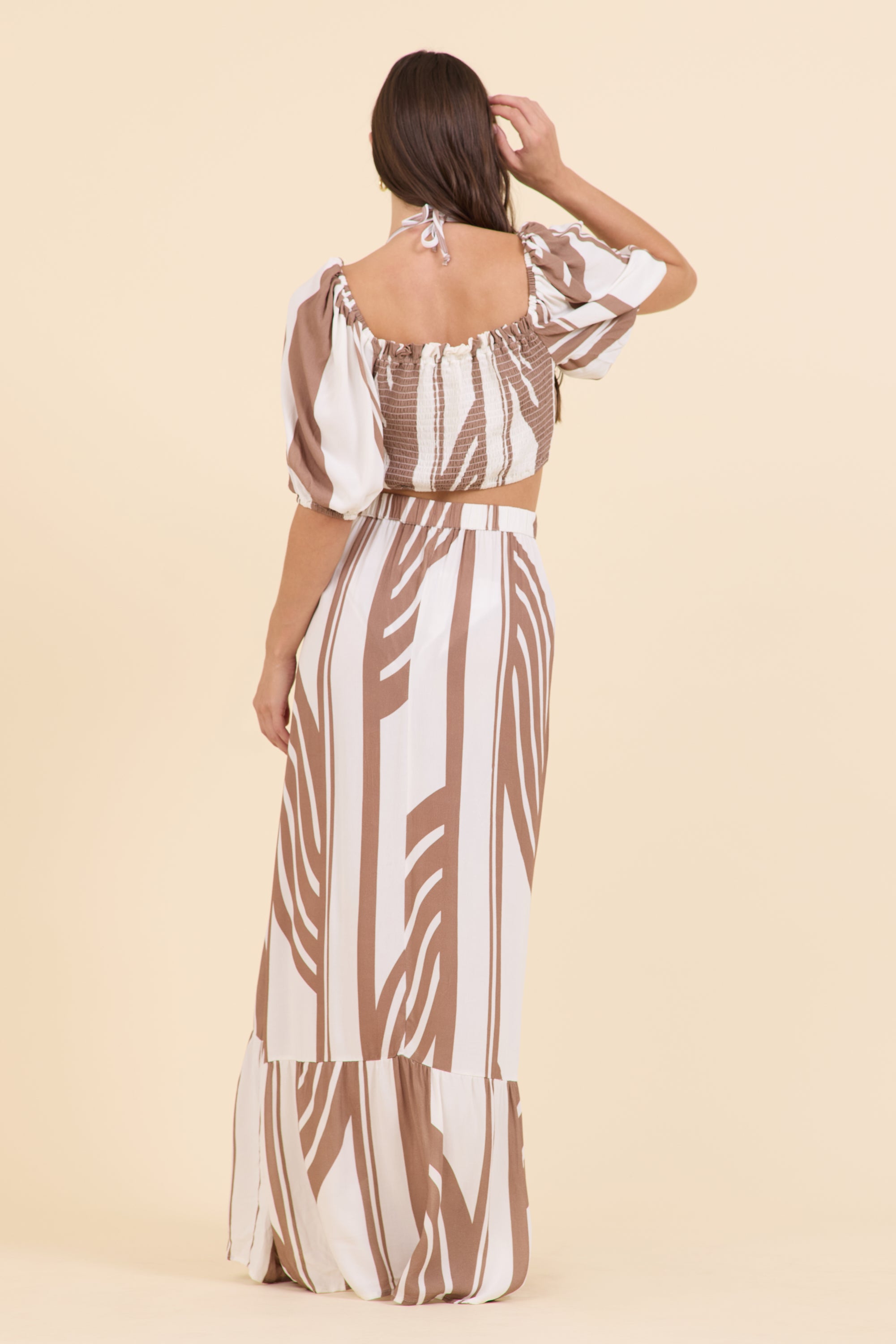 Neutral Abstract Stripe Skirt