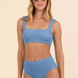 Orchid Blue Krinkle by SG Scoop Neck Top