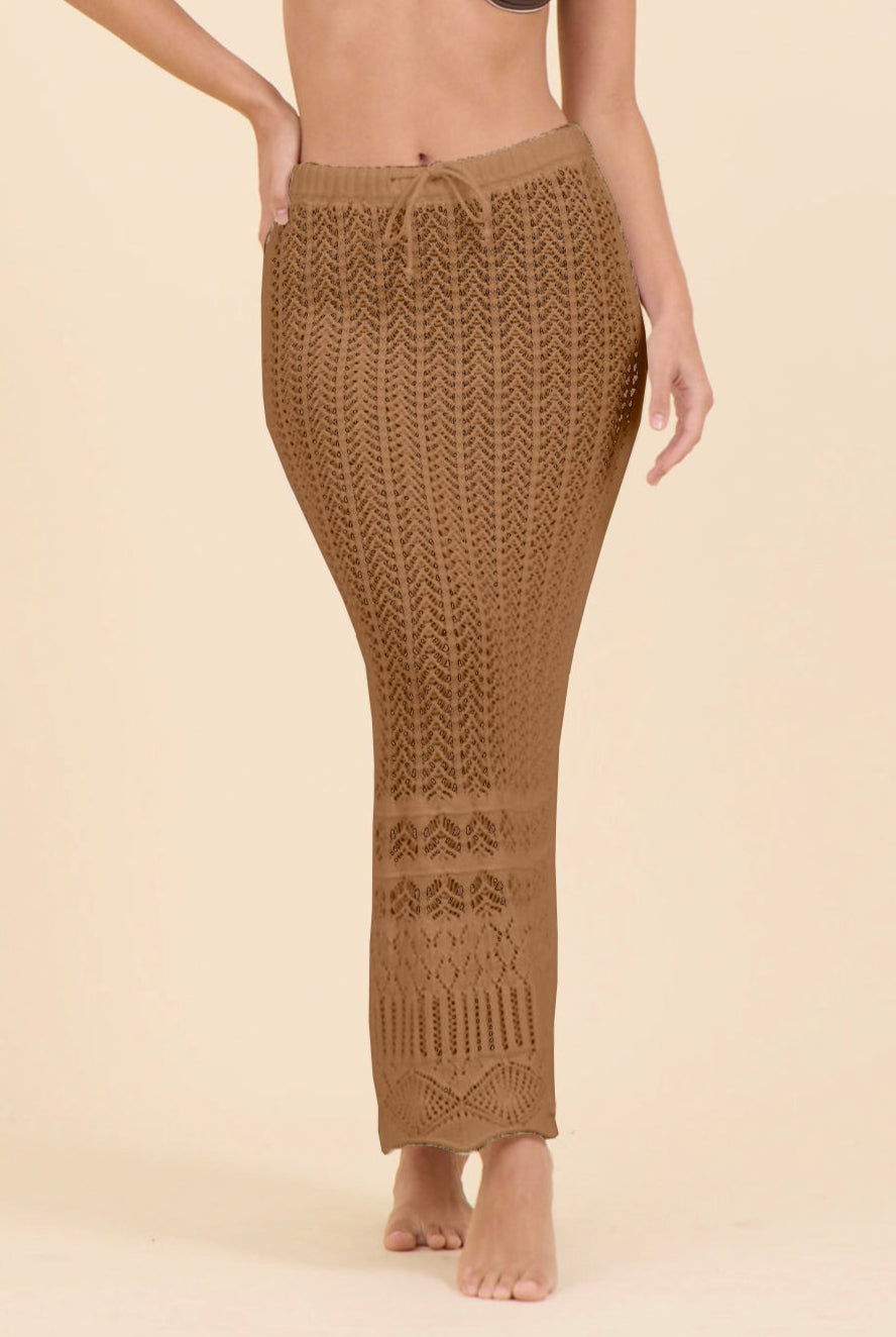 Island Tan Crochet Maxi Skirt