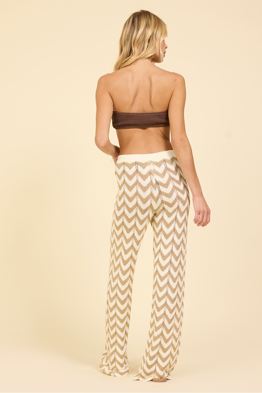 Chevron Lurex Knit Wide Leg Pant