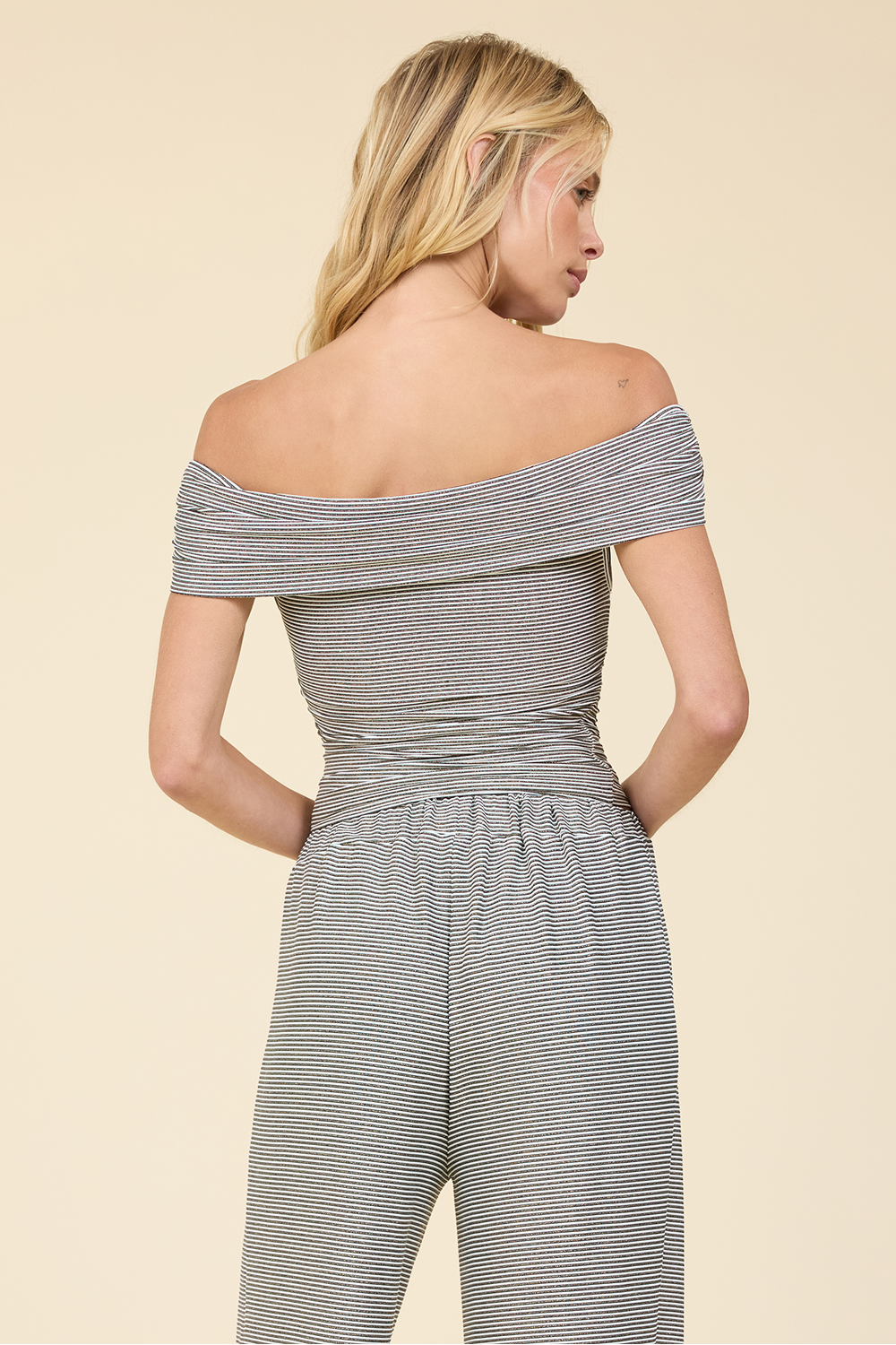 Lurex Rib Off The Shoulder Top