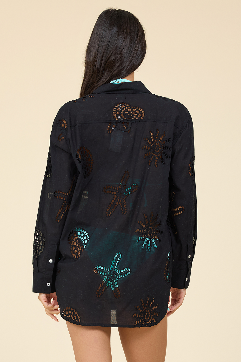 Ocean Eyelet Button Down - Black