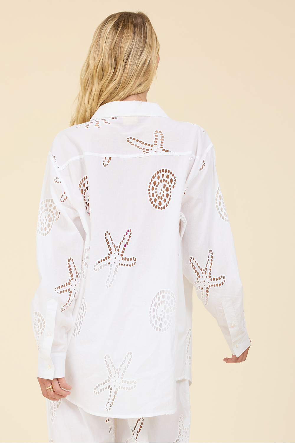 Ocean Eyelet Button Down - White