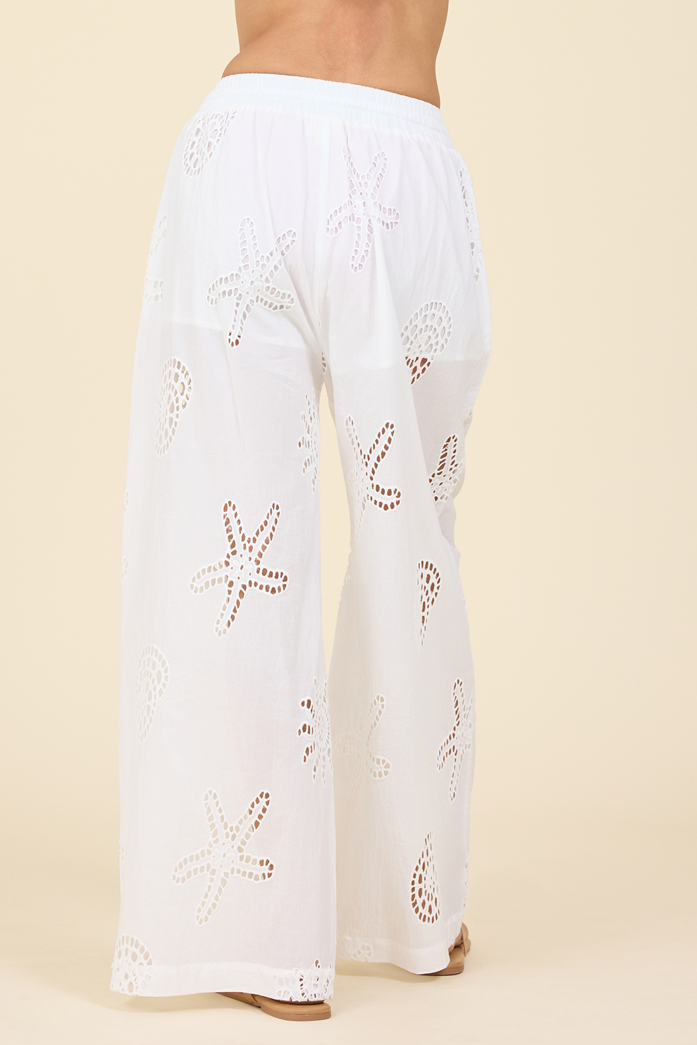 Ocean Eyelet Wide Leg Pant - White