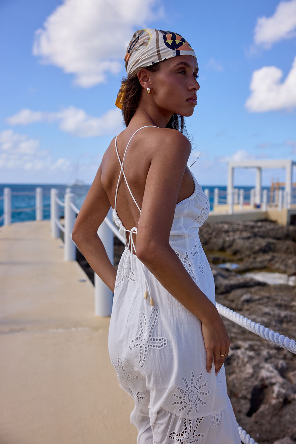 Surf Gypsy Women's Sleeveless Ocean Eyelet Maxi Swim Coverup Dress, White, Small, Cotton Surf Gypsy Women's Sleeveless Ocean Eyelet Maxi Swim Coverup Dress, White, Small, Cotton