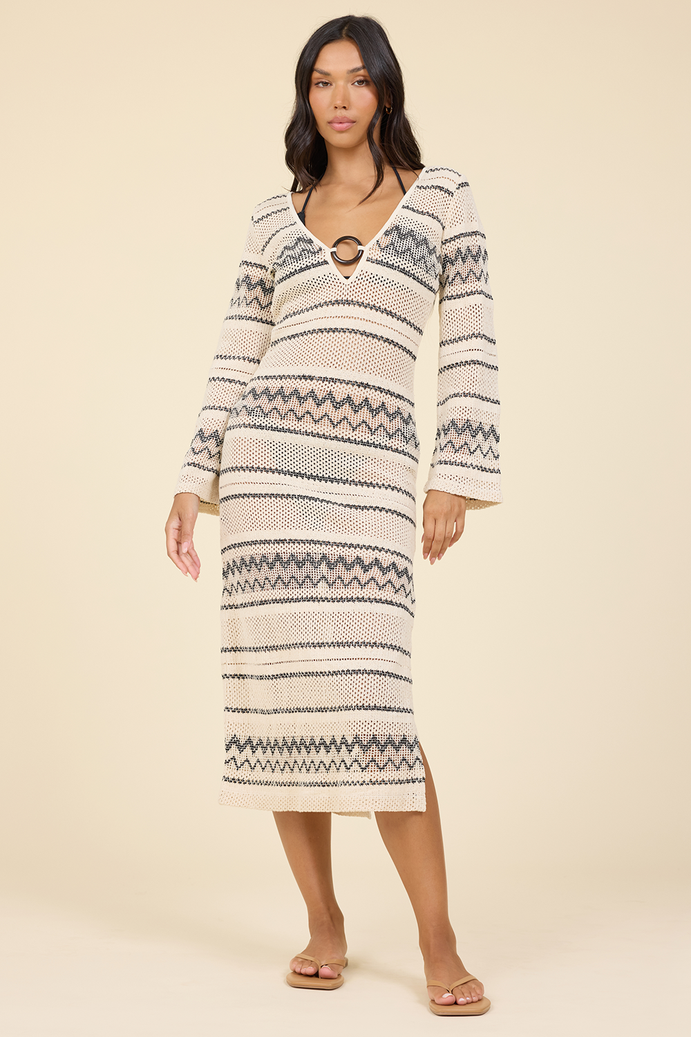 Plunge Woven Midi Dress