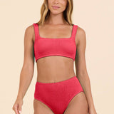 Sunset Red Kirinkle by SG Scoop Neck Top