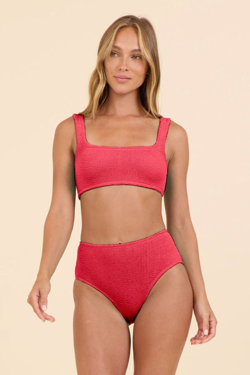 Sunset Red Kirinkle by SG Scoop Neck Top