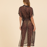 Snakeskin Mesh Button Front Coverup
