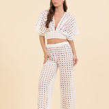 White Box Eyelet Tie Front Pant